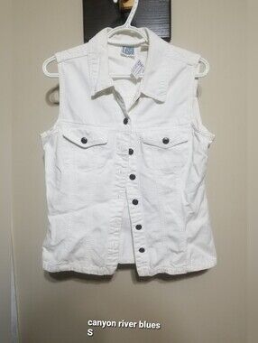 Canyon River Blues White Sleeveless Denim Shirt Vest Nwtag